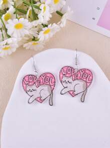 1 Pair Lovely Cake, Cat, Sea Fish, Skull Cat Design Earrings For Women, Party Jewelry Decoration