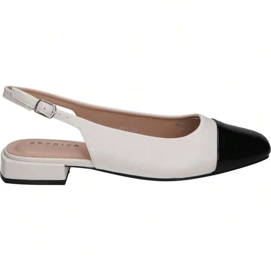 SKYDIVA | Chaussures plates Skydiva pour femmes – Sandales à bout ouvert – Fermeture à boucle – Confortables et polyvalentes – Faciles à assortir – Élégantes - Blanc - Voir 1