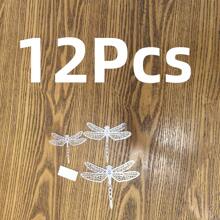 12/24Pcs(12Pcs/Pack) 3D Wall Sticker Dragonfly Party Decoration Festival Supplies Arched Door Decorations DIY Home Room Wedding Decor Table Centerpieces Accessories Valentine's Day Mother's Day 12 Themes For 12 Festival