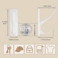 New Self Adhive Coat Hooks For Hanging, Heavy Duty Stainls Double Wall Hook For Towel, Backpack, Hat, Sturdy Metal Hanger For Bathroom, Bedroom, Door, Wall Mounted, 10 Pack, - 白色 10 包 - 查看 4