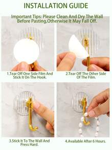 2/4pcs Gold/Silver Acrylic Hooks, Punch-Free Strong Adhesive Hooks For Bag, Key And Clothes, Bathroom Kitchen Organizer And Home Decor