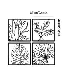4 sztuki nowoczesnej metalowej sztuki ściennej: dekoracja rzeźby liści do salonu, sypialni, domu i ogrodu - współczesna sztuka metalowa ściana liścia do wystroju domu