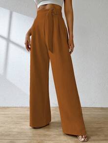 ADD WOMEN'S FASHION - AS1248 Women's Pantaloons, Elastic Waistband, Tailored, Casual, High Waist, Bell Bottom, Casual, Formal, Delicate, Light, Belt, Comfortable, Stylish, Fashion, Glamorous, , National Shipping - 橘色 - 查看 1