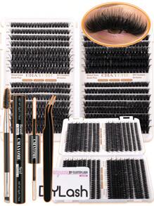 640PCS A DIY Eyelash Extension Kit - Mixed Lengths Of 10-16Mm, Featuring 10D, 20D, 30D, And 40D ,50D,60D,80D,100D Clusters, Cat Eye, Cosplay, Russian Volume, Natural, Thick, And Dramatic Styles, Including Adhesive And Sealing Glue, Tweezers, Beginner-Friendly, 0.07Mm Thickness, D Curl, Suitable For Home Use.