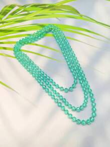 1pc 1.5m Long Crystal Beads Knotted Multi-Layer Simple Daily Wear Necklace For Women