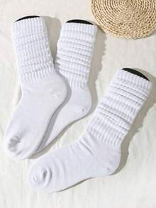 3 Pairs Women's Pure White Slouch Socks (No Cardboard) - Multicolor - View 2