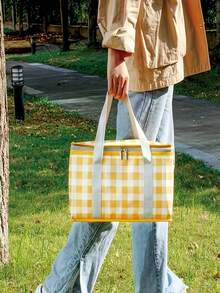 大容量户外野餐包，露营徒步午餐盒，格子手提包，旅行保温包，便当午餐包，保温食品储存袋，果蔬袋，露营配件，野餐收纳，露营装备，耐用防水，方便携带，适合外卖，户外收纳，通勤，营地厨房用具，旅行收纳，家庭娱乐，户外活动，保温，男士礼物，女士礼物，个性化礼物，露营装备，露营必备 - 彩色 - 查看 6