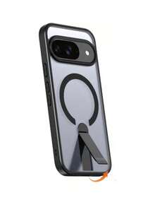 1 pieza Funda magnética para teléfono, compatible con Pixel 9A/9/9 Pro/Pixel 9 Pro XL/10/10 Pro/10 Pro XL, placa trasera semi-transparente, a prueba de golpes, resistente al agua, anti-caídas, anti-arañazos - negro - Ver 3