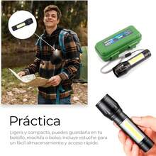 6 Linternas LED Recargables, Lamparas de Mano de 2,000 Lumenes, 3 Modos de Iluminacion, 6,000 Horas de Vida Util, Cada Linterna Incluye Cable de Carga y Estuche - Negro - Ver 1