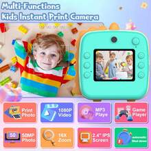 儿童相机即时打印，1080P 儿童即时相机，带打印纸，幼儿自拍数码摄像机，适合 6-12 岁男孩女孩的圣诞节生日礼物 - 两种颜色可供选择 - ZSK-A20拍得 - 查看 6