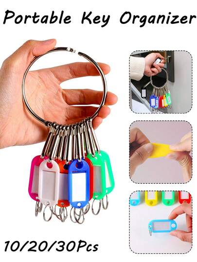 10/20/30 piezas Organizador de llaves, Llaveros multicolor transparentes con anillo grande, Organizador de llaves portátil, Organizador de llaves con ganchos individuales de resorte y etiquetas para múltiples llaves, Portallaves ligero para oficina, conserje, hotel, apartamentos, alquiler de coches, para organización de llaves, con etiquetas