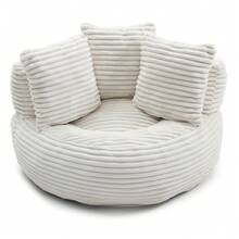 Giant Bean Bag Chair With Ottoman, Memory Foam Filled Corduroy Gaming Chair,With Pedals,Faux Fur Shell-Shaped Lounge Chair - Floor Sofa For Living Room, Home Theater, Play Zone - & Non-Slip Base,Very Suitable For Bedrooms, Living Rooms, Game Rooms, Study Rooms, Offices, Or Apartments. - A-米色(燈芯絨) - 查看 5