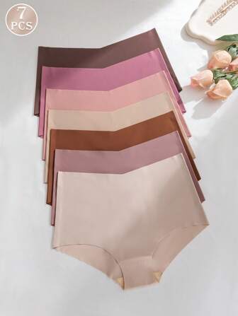 7 条装女士无缝高腰透气薄款内裤，多种颜色，性感舒适