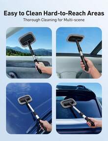 AstroAI Windshield Cleaner, Microfiber Car Window Cleaner With 4 Reusable And Washable Microfiber Pads And Extendable Handle Auto Inside Glass Wiper Kit Blue - Gray - View 7