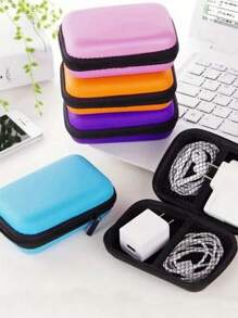 1 Portable USB Data Cable Storage Box, Headphone Storage Bag, Headphone Case, Data Cable Protective Film, Mini Zipper Hard Bag Box, Multi-Functional Mini Storage Bag, A Must-Have For College Dormitories For Travel Storage Bag,Makeup Bag,Cosmetic Bag,Vacation Organizer, Suitable For Cables, Headphones, It Can Be Used For Travel Carrying, Work, School, Dormitory Storage, Boho Vibes