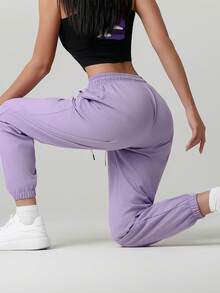 Women's Jogger Pants With Pockets And Drawstring, Suitable For Running, Casual, Fitness, Jogging - Purple - View 2