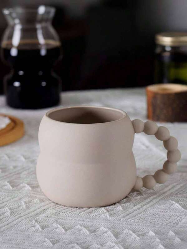 1 pieza Taza de cerámica con asa falsa de perla con forma de calabaza, taza de café vintage, taza de estilo minimalista escandinavo, linda taza para desayuno y leche, taza de agua con estética wabi-sabi, adecuada para sala de estar, comedor y como regalo