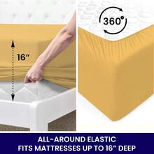 6-Piece Luxurious Super-Soft Bedsheet Set With Deep Pockets -  Friendly, Breathable, Wrinkle Free, Machine Washable - 金色 - 查看 6