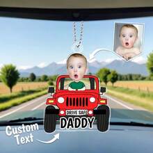 Regalos del Día del Padre, Adorno personalizado con foto de coche para papá, Colgador de coche para papá, Decoración de coche, Regalo para papá, Adorno de conducir, Regalos para papá - Multicolor - Ver 2