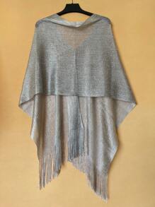 1 peça de poncho xale feminino com borlas, elegante e versátil, para primavera/verão, adequado para várias ocasiões
