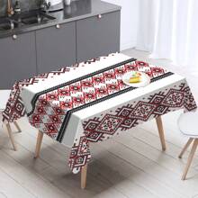 1pc Boho Style Tablecloth - Traditional Retro Pattern, Durable Polyester Fabric, Great For Home, Kitchen, Dining Room, Party & Holiday - Indoor/Outdoor Use