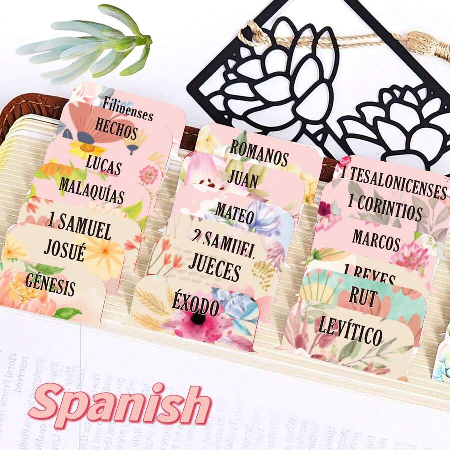 75 piezas Etiquetas bíblicas florales en español - Laminadas, fichas bíblicas de gran tamaño en colores neutros, etiquetas adhesivas fáciles de leer para el estudio del Nuevo y Antiguo Testamento, idea de regalo cristiano, pegatinas bíblicas, útiles escolares, vuelta al colegio - vistoso - Ver 1