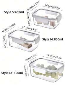 1PC Office Bento Box, Plastic Lunch Box, Lunch Box, Suitable For Adults, Refrigerator Dedicated Storage And Preservation Box, Sealed Box With Lid, Dumpling Box, Vegetable Food Can, Suitable For Work And Travel Christmas Gift - White - View 2