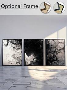 3Pcs/Set, Optional Frame, High Quality Print Painting, Modern Style, Black And White, Abstract, Portrait, Texture, Wall Art Poster, Home Decoration, Suitable For Living Room, Sofa, Bed, Hallway, Bedroom, Bathroom, Office, Perfect Art Gift ,Wall Art With Frame