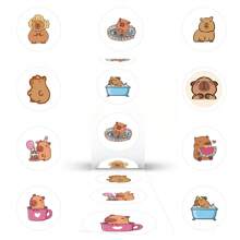 Rollo de 500 pegatinas de capibara de dibujos animados, decoración linda de capibara, regalos de capibara kawaii, pegatinas estéticas, pegatinas de vinilo resistentes al agua para botellas, computadoras, portátiles, teléfonos, equipaje, cuadernos, refrigeradores