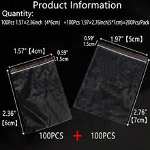 100pcs 1 Inch To 12 Inch Plastic Self-Seal Bags, PE Material, Reusable Ziplock Bags, 200Pcs Variety Pack, Double Layer 0.065mm Thick, Transparent Jewelry Pouches, Document Holders, Outdoor Camping Multi-Purpose Tool Bags, Holiday Gift Packaging, Clothes Storage Bags, Vacuum Seal Bags, Transparent Self-Adhesive Bags, Suitable For Transport, Travel, Outdoor Camping, Storage, Packaging, Gifts, Holidays - 100Pcs - View 23