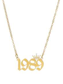 1 Stück minimalistische Edelstahl Halskette mit Zahlenkrone 1980-2025, geeignet für den täglichen Gebrauch von Frauen, Geburtstagsgeschenk für Mutter, Vater, Freundin, beste Freundin, Familie, Klassenkameradin