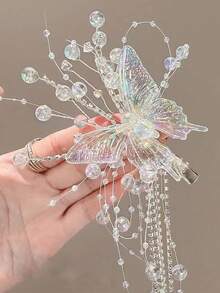 دبوس شعر مزخرف باللؤلؤ والريش والكريستال، دبابيس شعر تاج جنوي يدوية، اكسسوارات تزيين وتألق للفتيات في العرض والحفلات وأعياد الميلاد