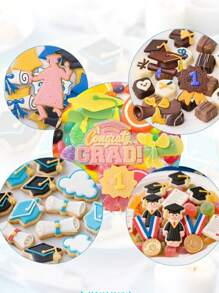 1 stuk afstudeerchocoladetaartvormen siliconen afstudeervormen siliconen afstudeermal chocolade snoepvorm met dop diploma gefeliciteerd rol 3D-vorm voor het bakken chocolade gummiekoekjes fondant cupcake taartdecoratie afstudeerfeestdecoratie