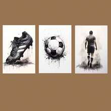 3pcs Modern Black And White Graffiti Football Wall Arts Canvas Posters, High-Definition Printing With Optional High-Quality Frame, Hanging Paintings For Living Room And Bedroom Home Decoration - Black and White - View 11