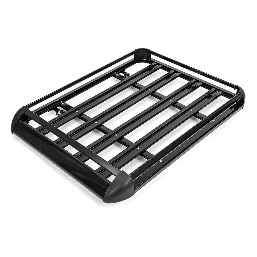 Roof Rack Basket Tray Aluminum Luggage Carrier With Crossbars And Wind Deflector Roof Rack For Cars SUVS And Trucks - Black - View 1