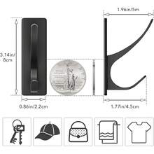 New Self Adhive Coat Hooks For Hanging, Heavy Duty Stainls Double Wall Hook For Towel, Backpack, Hat, Sturdy Metal Hanger For Bathroom, Bedroom, Door, Wall Mounted, 10 Pack, Matt Black, New - 黑色 10 件裝 - 查看 3