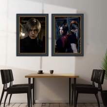 1 pièce Affiches artistiques murales avec cadre en option Résident Evil 4 Remake Ace Agent Leon et Wong Imprimé HD Rétro Œuvre murale, Convient pour le salon, la chambre de garçon, décoration de la maison canevas Pop-Up.
