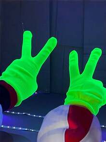 6 件夜光绿色男女通用节日派对服装装饰手套，加厚一次性音乐节夜光男女手套，适用于角色扮演、化妆舞会、酒吧 KTV、周年庆典、单身派对、毕业典礼摄影氛围营造装饰道具小礼物。万圣节 - 彩色 - 查看 4