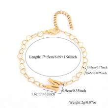 1 pieza Brazalete de cadena de acero inoxidable dorado con inicial simple y en forma de corazón para mujeres