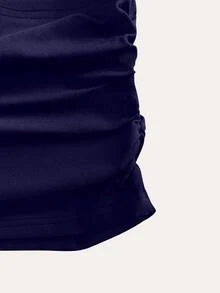 时尚性感 V 领紧身长袖吊带背心，春夏新品 - 寶藍色 - 查看 6