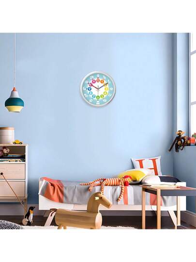 An 10 Inch ful Animal Teaching Klok Battery Powered, 12 Hour Large Digital Learning Telling Time, Multi Modeling Zoning Easy Silent Clock, Living Room, Bedroom, Children's Playground, Classroom ation, Holiday (No Battery) Home Back To School Supplies view 2