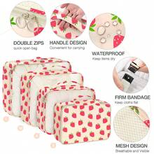8-Piece Packing Cubes,Travel Clothes Storage Bags,Luggage Packing Organizers, Foldable, With Zipper, Shoe Tidy Pouch , For Suitcases, Back To School, Travel, Vacation Essentials, Travel Accessories,Pack Your Luggage With Ease - 草莓 - 查看 1