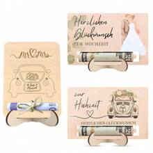 3styles Wedding Blessing Gifts, German Wooden Money Holder Cash Gift Packaging, Wedding Decoration Ornaments Newlyweds Wedding Souvenirs, Home Decoration Room Desktop Ornaments, Love Decorations