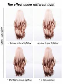 Parrucca lunga riccio da 28 pollici, colore rosa, marrone, rame, rosso rame per donna, parrucca soffice con frangia, parrucca sintetica per feste e uso quotidiano
