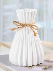 1个现代塑料花瓶，欧式花瓶，婚礼家居装饰，简约篮式摆设，坚固耐用，如同藤条一般，个性时尚，适用于客厅、卧室、婚礼餐桌（6.7英寸，白色） - 彩色 - 查看 2