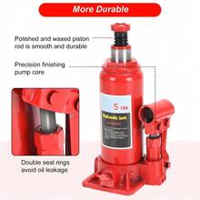 5 Tonne Bottle Jack - Portable Heavy Duty Car Lift For Cars, Trucks And Trailers Compact Design With High Lifting Capacity Ideal For Repairs And Maintenance - Red - View 3