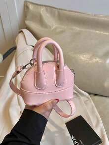 1pc INS Style Fashion Girls Mini Crossbody Bag, 2025 New Cute Candy Color Conch Bag With Lychee Pattern PU, Suitable For Daily Use - Oil Leather Handbag - View 5