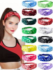 1条腰果花彩色发带，弹力运动瑜伽吸汗头巾，男女通用，秋冬季发饰，适合度假装扮，优雅围巾，柔软头巾