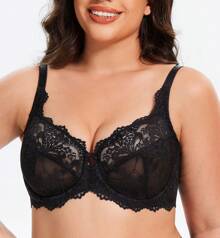 MELENECA MELENECA Women's Plus Size Minimizer Bras Full Coverage Lace Unlined Underwire Bra