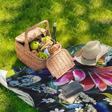 Pink Floral Decorative Outdoor Picnic Blanket Outdoor Throw Blanket A Stunning Piece For Home Or Outdoor Use A Thoughtful Gift For Nature Enthusiasts And A Versatile Companion For Gatherings Relaxation And Artistic Inspired Moments Everywhere - Multicolor - View 4